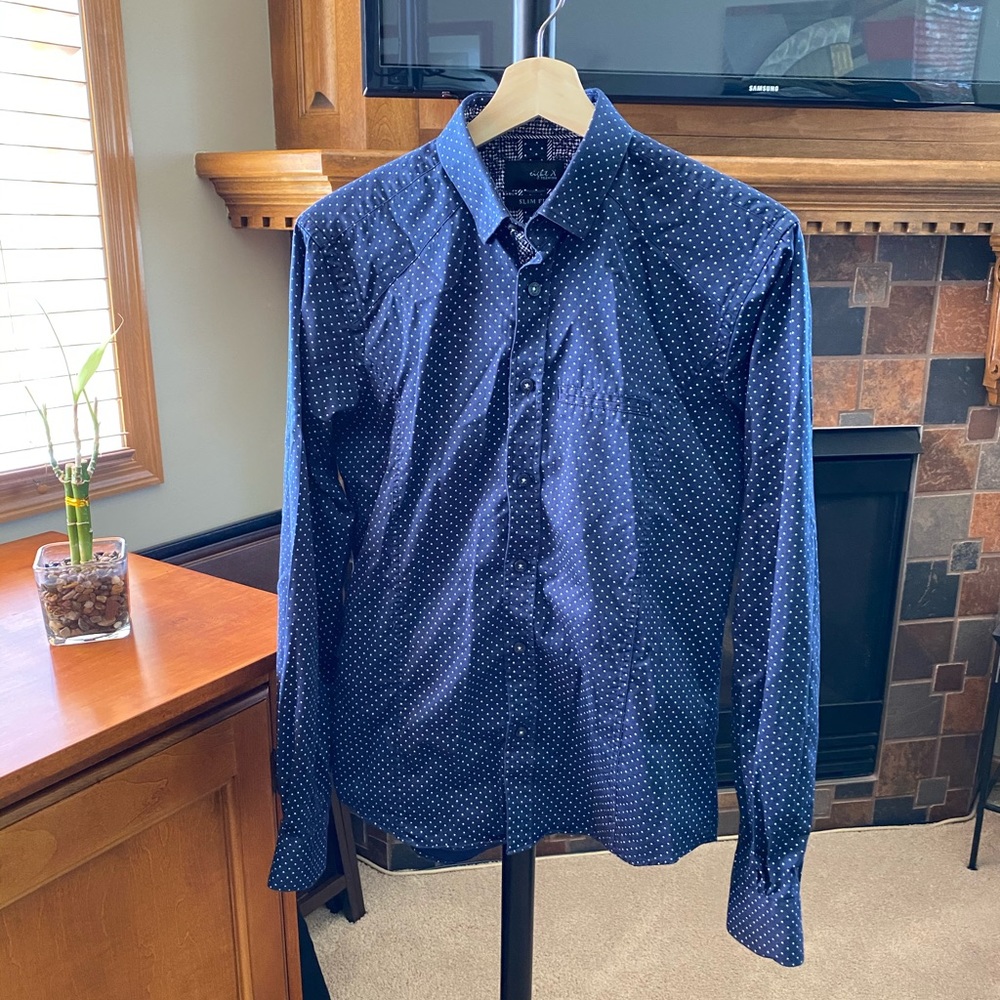 Blue with detail button up